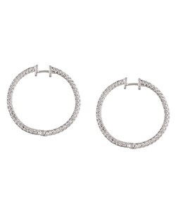 14k White Gold 2 1/2ct TDW Diamond Hoop Earrings (G, I1)