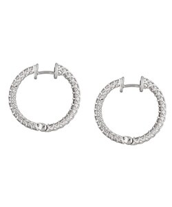 14k White Gold 2ct TDW Diamond Hoop Earrings (I-J, I1)