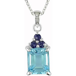 Sterling Silver Blue Topaz and Tanzanite Necklace