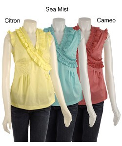 D by Debbie Shuchat Pleated Ruffle Pullover Shirt