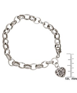 Sterling Silver Diamond Accent Bracelet with Heart