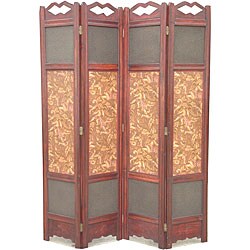 Wood Screen Room Divider with Angel Pattern