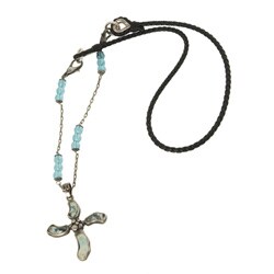 D & G Blue Cross Stone Pendant Weaved Necklace