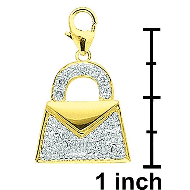 14k Yellow Gold 1/10ct TDW Diamond Handbag Charm