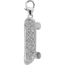 14k White Gold 1/10ct TDW Diamond Skateboard Charm
