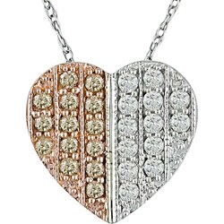 10k Two-tone Gold 1/4ct TDW Diamond Heart Necklace (H-I-J, I1-I2)
