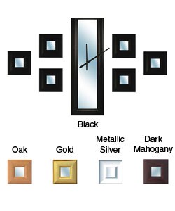 Black Clock and Mirrors (Set of 7)