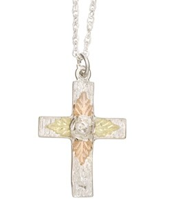 Black Hills Gold on Silver Cross Necklace