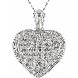 10k White Gold 3/4ct TDW Diamond Heart Necklace (G-H-I, I1-I2)