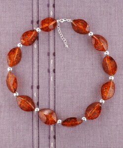 Cognac Amber and Sterling Silver Necklace (USA)