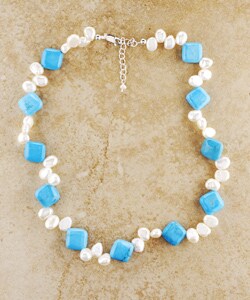 Firecracker Pearl and Faux Turquoise Necklace (USA)