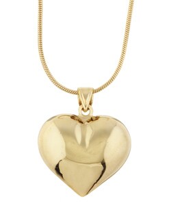 14k Gold over Silver Polished Heart Necklace