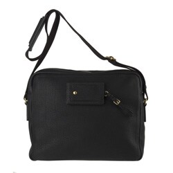 YSL Black Pebbled Leather Messenger Bag