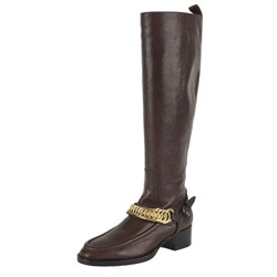 Balenciaga Women's Leather Chain Vamp Knee Boots
