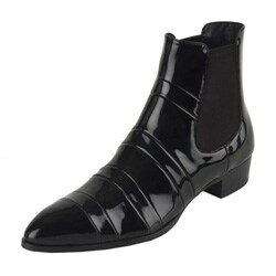 Miu Miu Men's Black Quilted Patent Chelsea Boots