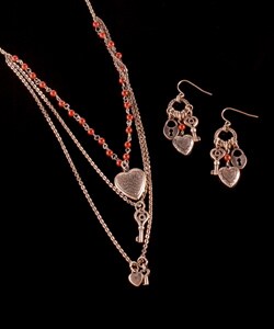 Women's M. Haskell Heart And Key Earrings And Necklace Set $11.94