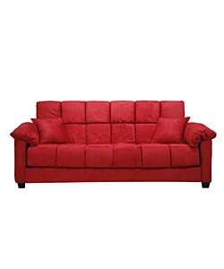 Madras Crimson Red Microfiber Futon Sofa Bed