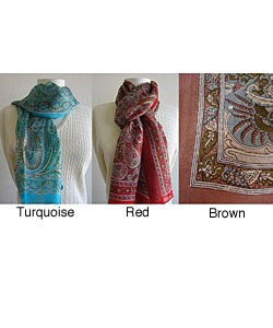 Hand-loomed Paisley Silk Scarf (India)