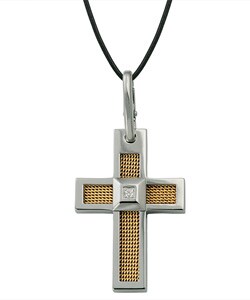 Diamante di Uomo Two-tone Diamond Cross Necklace