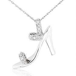 14k White Gold Diamond High Heel Pendant