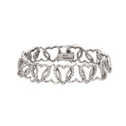 Sterling Silver Interlocking Heart CZ Bracelet
