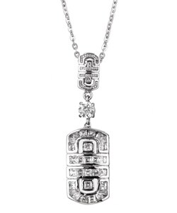Sterling Silver Art Deco Cubic Zirconia Necklace