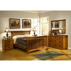 Mission Solid Oak 5-piece Queen Bedroom Set w/ 7 Drawer Dresser