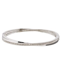 Sterling Silver CZ Cross-over Stackable Bangle