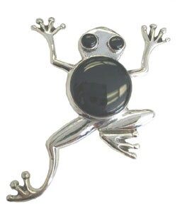 Frog Pin with Onyx (Thailand)