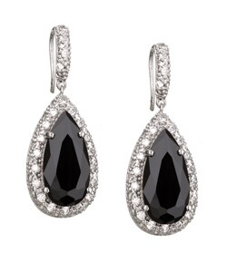 Sterling Silver Black and White CZ Drop Earrings