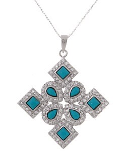 CZ Turquoise Sterling Silver  Pendant