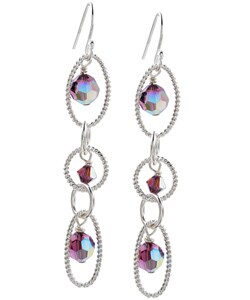 Sterling Silver Amethyst Crystal Link Earrings
