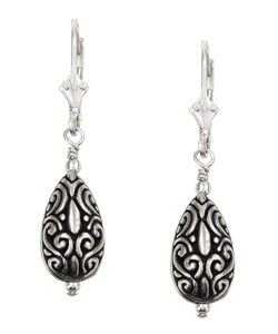 Sterling Silver Balinese-style Teardrop Earrings