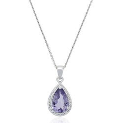Sterling Silver Amethyst and CZ Teardrop Necklace