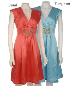 Vertigo Women's Sleeveless Surplice Silk Dress
