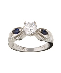 Tacori Platinum 1/2ct TDW Diamond and Sapphire Engagement Ring (G, VS)