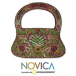 'Emerald Sparkle' Silk Handbag (India)