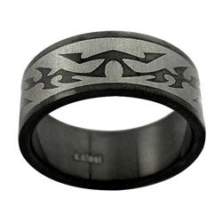 Black Stainless Steel Tribal Design Band