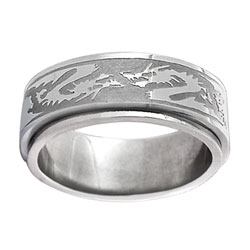 Stainless Steel Tribal Dragon Spinner Band