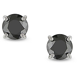 14k White Gold 1ct TDW Black Diamond Stud Earrings