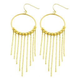 14k Yellow Gold Ball Dangle Hoop Earrings