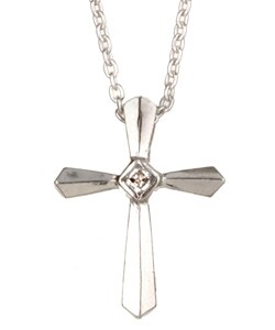 Sterling Silver Cubic Zirconia Cross Necklace