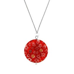 Glitzy Rocks Sterling Silver Red Venetian Glass Necklace