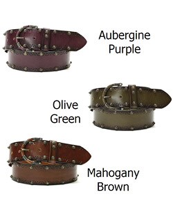 Linea Pelle Women's Stained Embossed Stud Belt