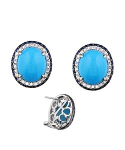 Encore by Le Vian 14k Gold Turquoise and Sapphire Earrings