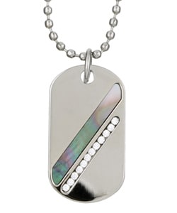 Silvertone Black Mother of Pearl Dog Tag Necklace from Overstock.com :  necklace pearl mother overstock