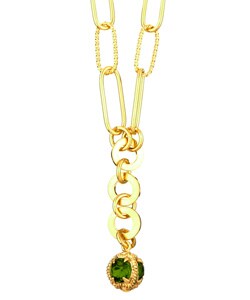 Elsa M  18k Goldtone Byzantine Green Orb Necklace