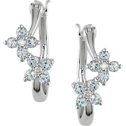 10k White Gold Sky Blue Topaz and Diamond Earrings