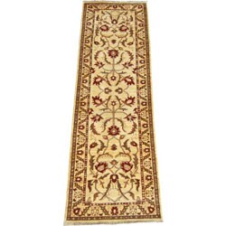 Afghan Vegetable-dyed Ivory/ Gold Rug (2'9 x 9'5)