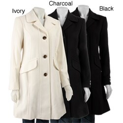 Anne Klein Single-breasted Notch Collar Walker Coat